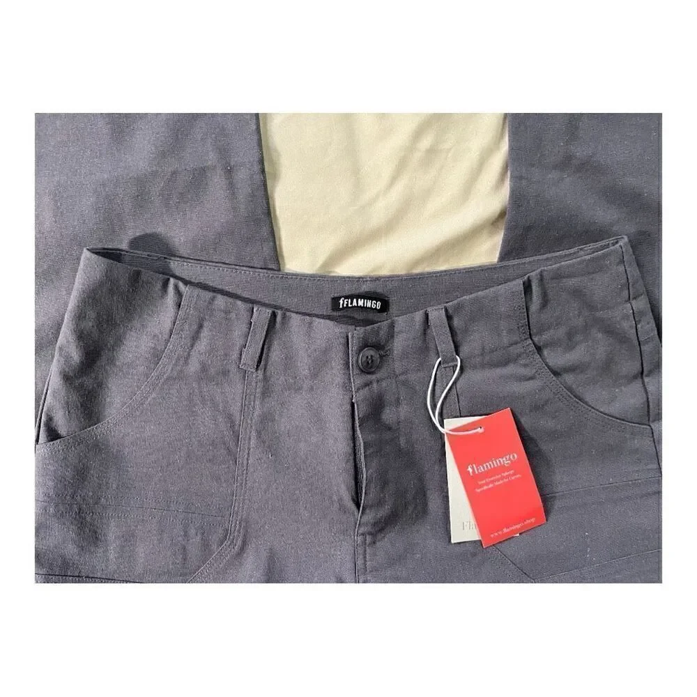 Flamingo Rugged Gray Nubby Straight Leg Pant Sz 4-6 Small New - Picture 2 of 7